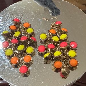 Vintage Vibrant Gold, Orange, and Yellow Dangle Earrings